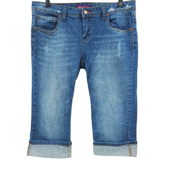 Vigoss Jeans Capri Cropped Sz 9/10 - 30 Mid Rise Stretch Rolled Cuff Flap Pocket - Picture 1 of 12